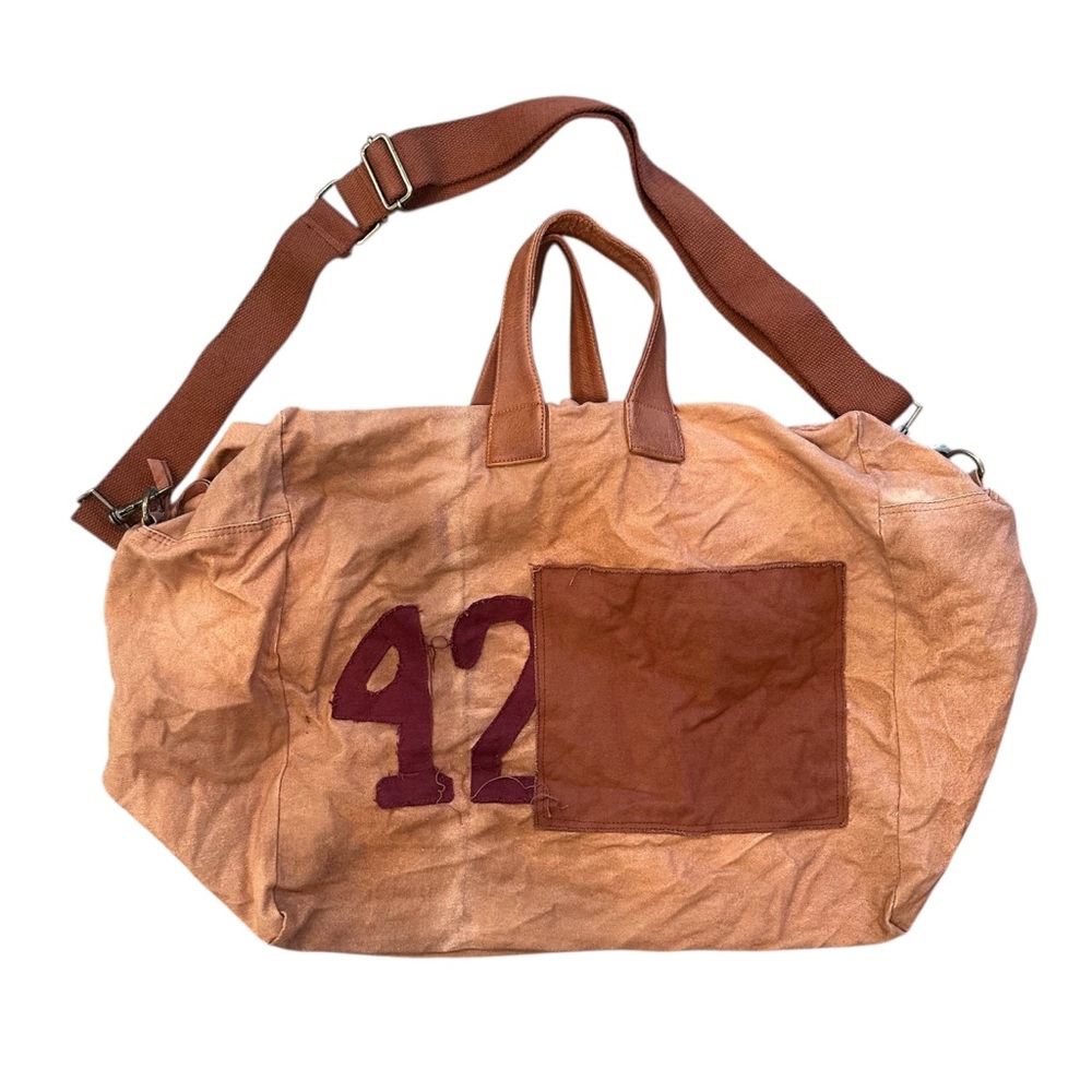 WE THE FREE Large Brown Canvas Duffel Bag with Number Print